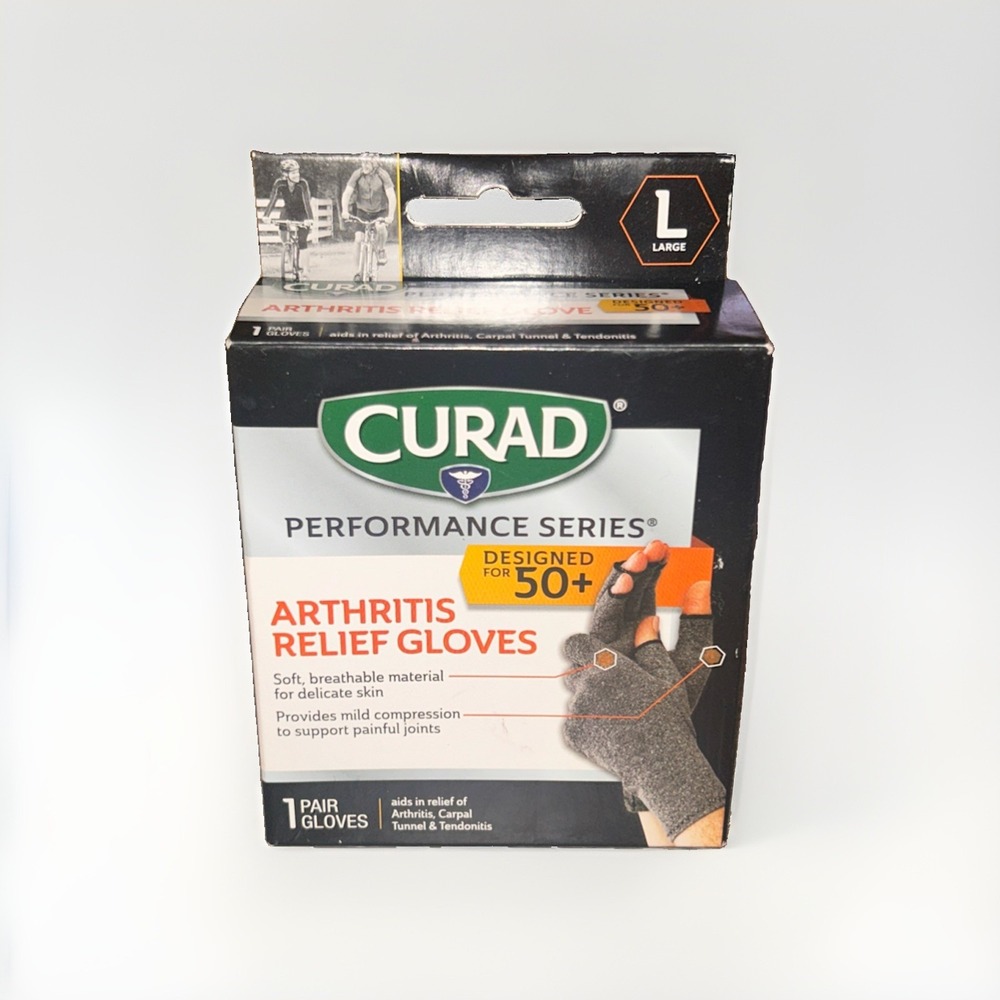 Curad Arthritis Relief Gloves 1 Pair Of Gloves Soft Breathable Material Large Sz